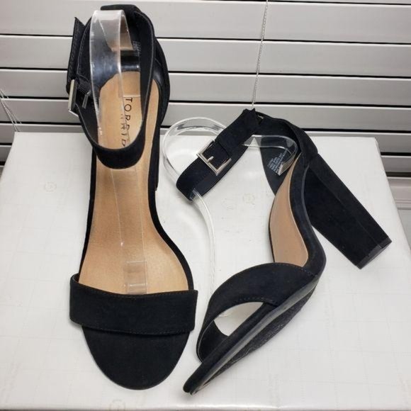 torrid Shoes - Torrid Black Two Strap Tapered Block Heels